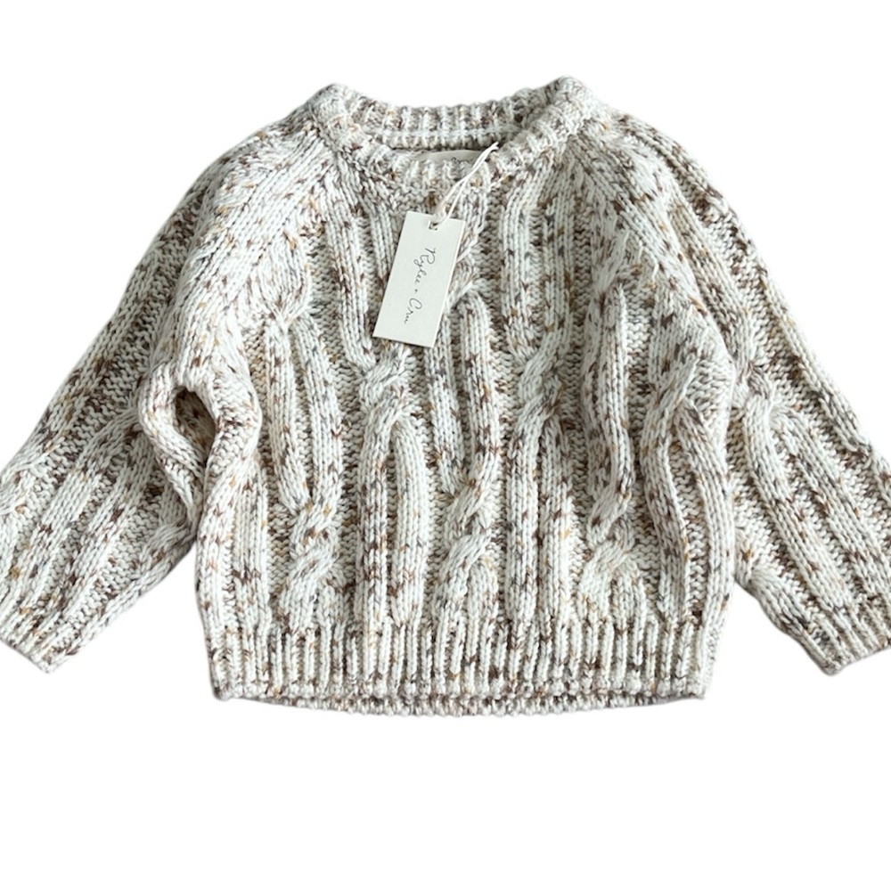 Rylee + Cru Cable Knit Sweater Top Pullover Neutral 18-24 M‎ NWT Winter Classic